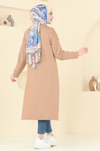 moda selvim Zımba Detaylı Tunik 2698AYD574 Latte - Thumbnail