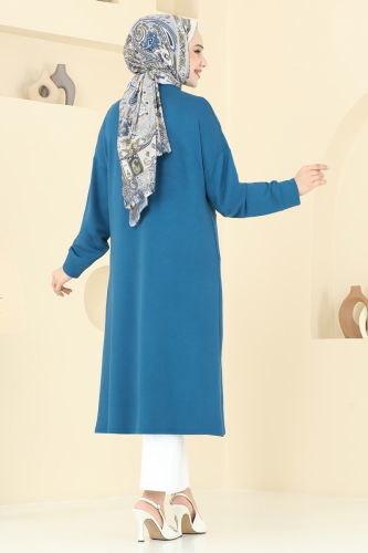 moda selvim Zımba Detaylı Tunik 2698AYD574 Petrol - Thumbnail