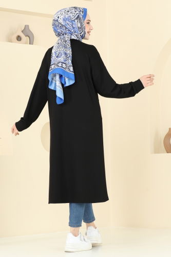 moda selvim Zımba Detaylı Tunik 2698AYD574 Siyah - Thumbnail