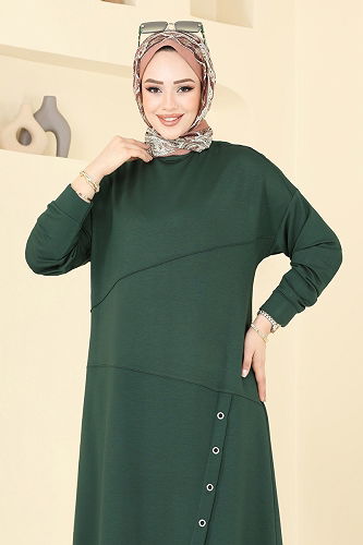 moda selvim Zımba Detaylı Tunik 2698AYD574 Zümrüt - Thumbnail