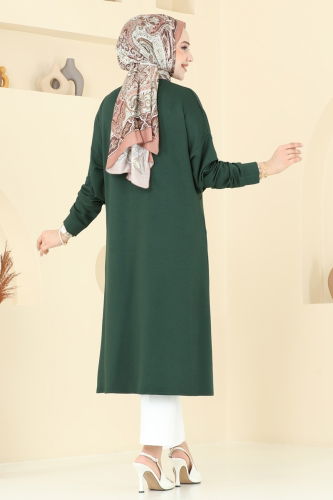 moda selvim Zımba Detaylı Tunik 2698AYD574 Zümrüt - Thumbnail