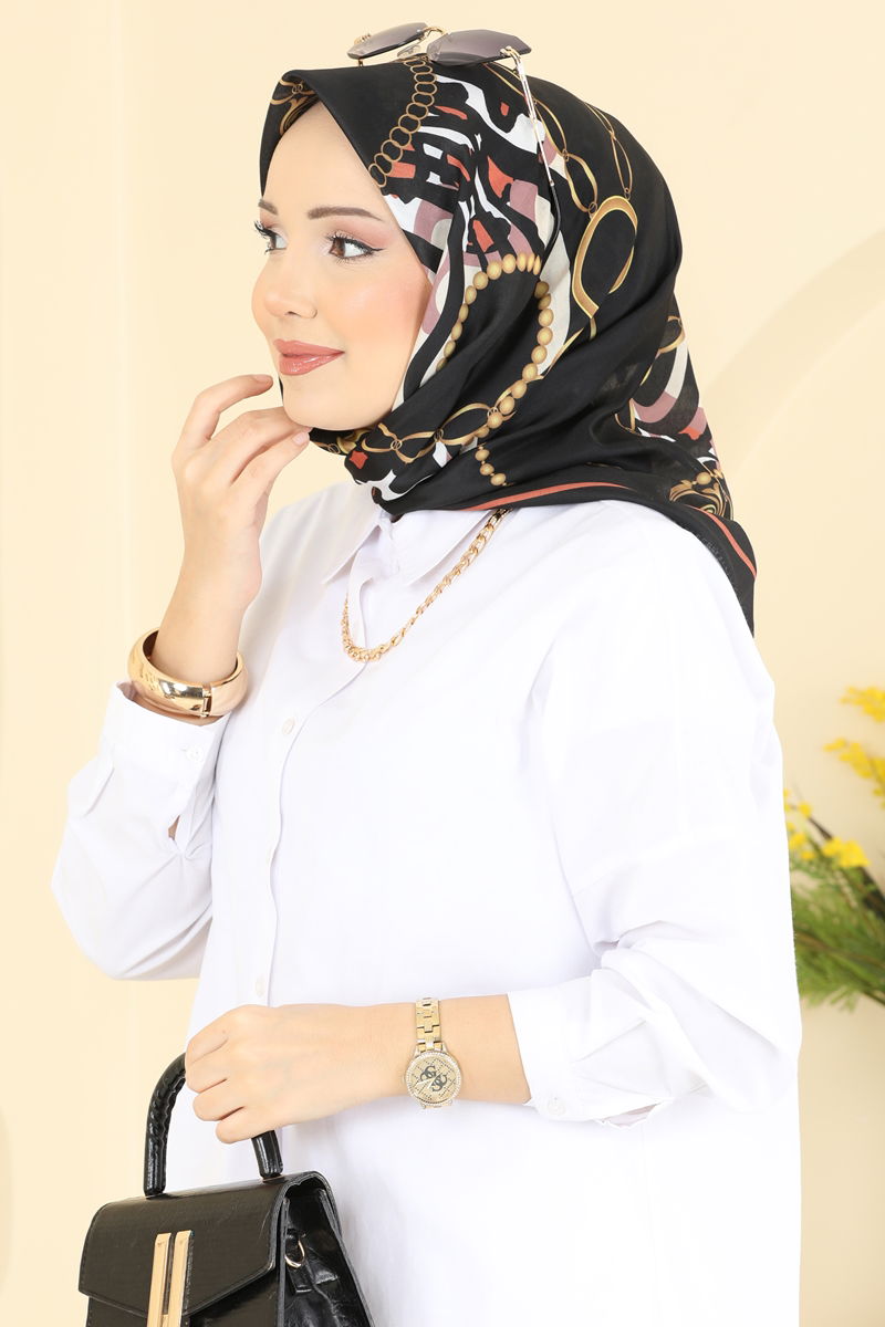 m❤︎ Zincir Desen Soft Eşarp Serisi 209MDI1081 Haki - Moda Selvim