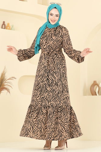 P.R.M. - Zincir Desenli Helen Elbise 4086PM271 Desen1 Zebra&Vizyon