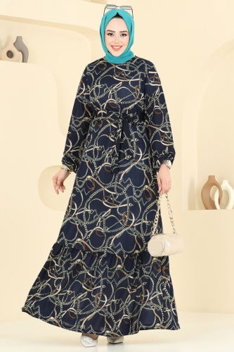 P.R.M. - Zincir Desenli Helen Elbise 4086PM271 Laci