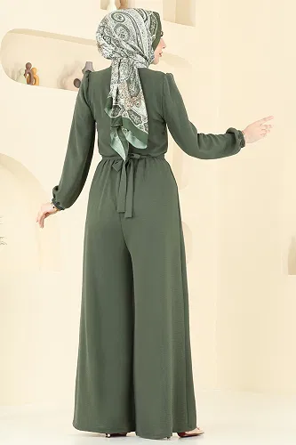 moda selvim Zincir Kemerli Aerobin Tulum 2667SL432 Haki - Thumbnail